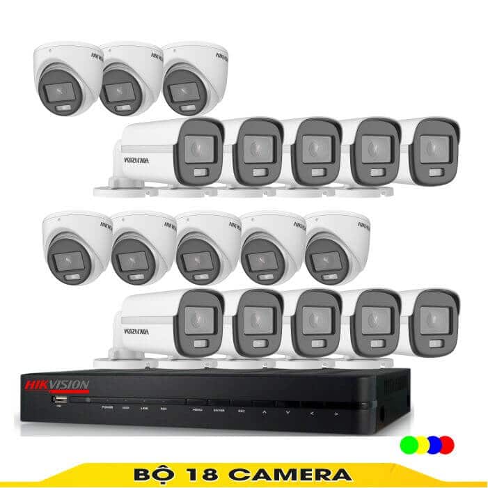 Bộ camera 18 Mắt Có Màu Ban Đêm Hikvision 2.0MP