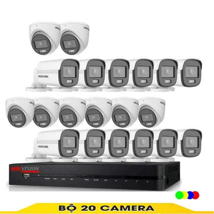 Bộ camera 20 Mắt Có Màu Ban Đêm Hikvision 2.0MP