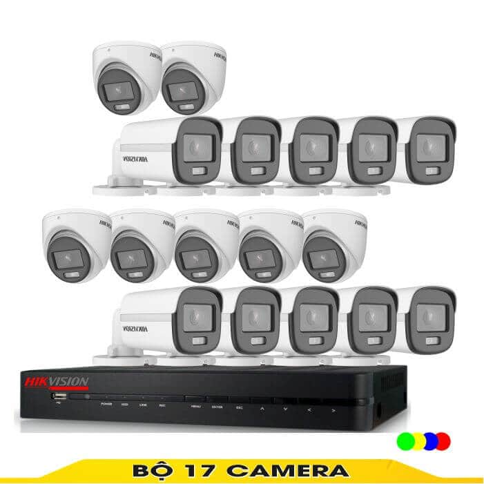 Bộ camera 17 Mắt Có Màu Ban Đêm Hikvision 2.0MP