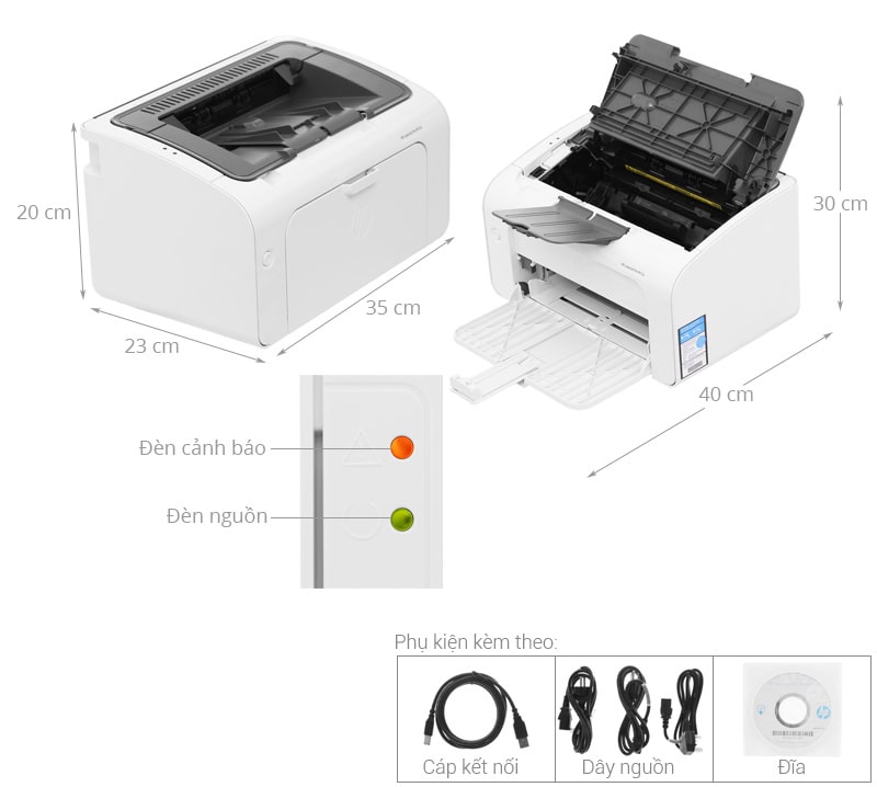 Máy In Laser Trắng Đen HP LaserJet Pro M12a (T0L45A)